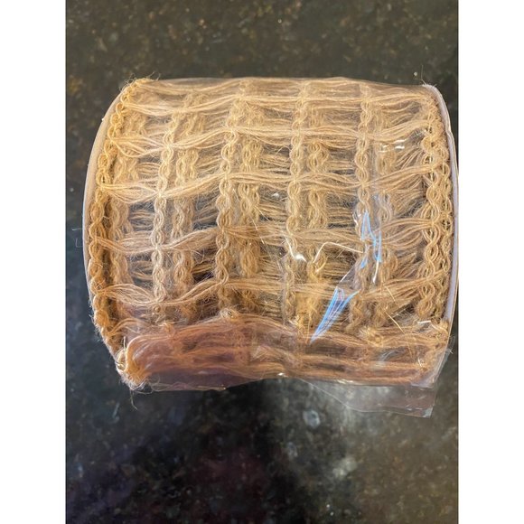 Burlap Jute Windowpane Weave Ribbon and 2 Tassels, Ribbon is 4" W x 10 Yds. NWT - Picture 3 of 7